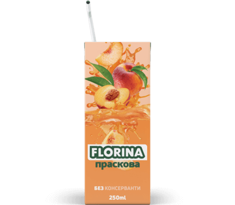 ФЛОРИНА ПРАСКОВА,МОРКОВ,ЯБЪЛКА 0.250 х15БР.СЛАМКА - FLORINA PEACH, CARROT, APPLE 0.250l x 18pcs - Дистрибуция и логистика ЕТ Г. Гайдов